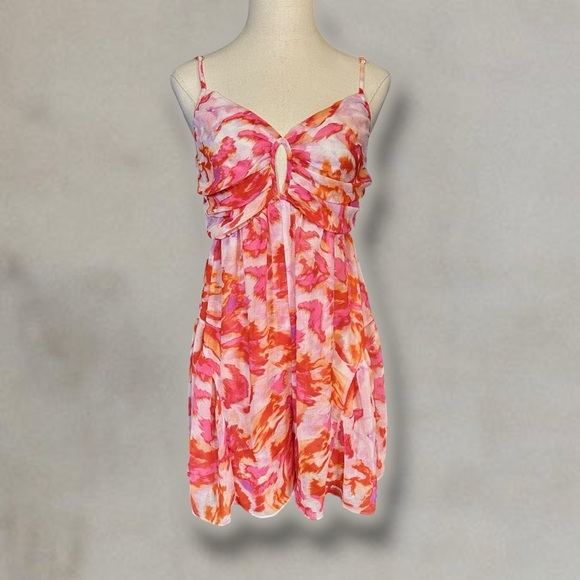 NWT MISA Los Angeles ‘Indira’ Romper in “Maldive Marble” White & Pink Sz Medium - Picture 3 of 16